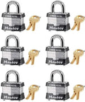 Bulk 12-Pack 1-1/2 Inch Laminated Padlocks, Keyed Alike 3KA-3210, 3/4 Inch Shackle, Includes 24 Keys, displayed in rows