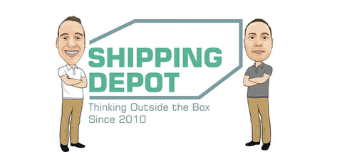 Shipping Depot logo with cartoon characters and tagline 'Thinking Outside the Box Since 2010'