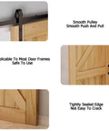 External Carbon Steel Barn Door Sliding Rail Kit With Handle And Latch, Single Leaf, 63 Inch Track showing smooth pulley and door frame details.