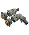 5015 MIL-C circular connector kit MS3102A socket and 3108 plug in olive-green bodies with gold-plated pins