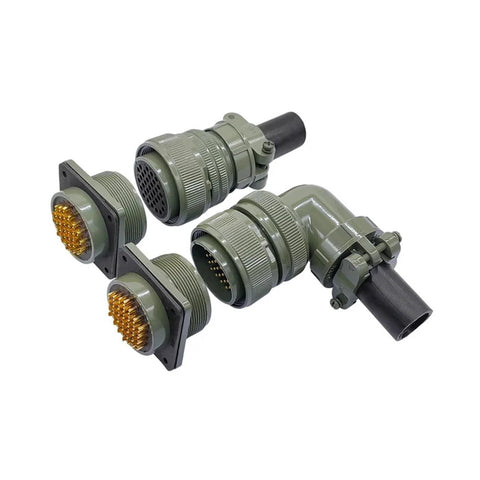 5015 MIL-C circular connector kit MS3102A socket and 3108 plug in olive-green bodies with gold-plated pins