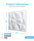 Diamond Pattern Grey PVC Wall Panels 19.7 Inch Square Pack Of 12 showcasing lightweight, fire resistant design.