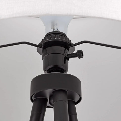 Top view of Mid Century Modern Tripod Floor Lamp In Black, Tall Standing Lamp With Adjustable Three Way Lighting to brighten spaces