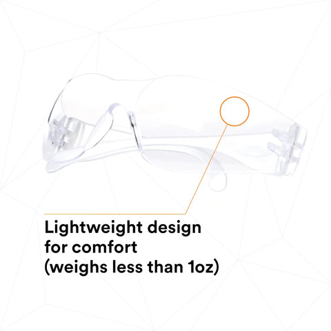 Virtua Clear Lens Safety Glasses Unisex Lightweight Wraparound Eyewear With ANSI Z87 High Impact Protection UVA UVB UVC