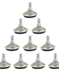 Ten Beefy Adjustable Swivel Furniture Leveler Feet For Height Increase And Noise Reduction Ten Piece Set In Stainless Steel