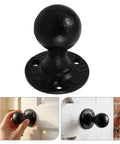 2 Pack Black Cast Iron Barn Door Handles Round Vintage Distressed Texture With Ergonomic Grip angle view installation