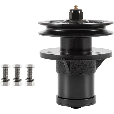Top Shelf Heavy Duty Spindle Assembly Pull Sheave Kit Part 50051388 showing pulley, spindle, and bolts for Bush Hog mowers.