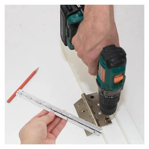 Installation of Stainless Steel Self Closing Reversible Door Hinge Set For Cabinet Doors, showcasing durable long hinge.