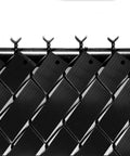 Chain Link Fence Privacy Tape Slats Kit 246ft By 0.15ft Black Weatherproof PVC Privacy Fencing Slats with 200 Pieces Buttons and Puncher Included for Home Yard School and Job Site close-up view