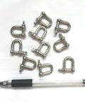 Stainless Steel Mini D Shackle 4mm For Paracord Jewelry And Everyday Outdoor Gear, Tough 316 Marine Hardware, 10 pieces with pen