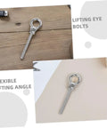 Stainless Steel Threaded Eyebolts M10x100mm Set of 2 Heavy Duty Lifting Eye Lug Bolts on wood and beige surfaces