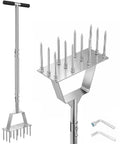 Beefy Heavy Duty Stainless Steel Lawn Aerator Tool With 12 Spikes Semi Assembled Handheld Spike Aerator for lawn aerating