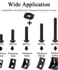 252 Piece M5 T Nuts And T-Slot Bolts Extrusion Accessories Kit showing various bolt sizes with thickness for 2020 aluminum extrusion.
