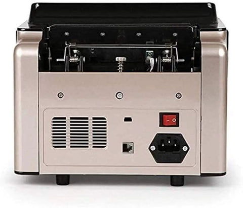 Heavy Duty Automatic Money Counter With UV IR MG Fake Bill Detection Variable Speed Cash Counting Machine rear view showing connections.