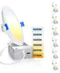 Six Pack 6 Inch Ultra Thin LED Recessed Light With Junction Box 2700K To 6000K Selectable Color Temperature Dimmable 12W 1200LM
