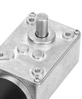 Close-up of DC 12V Worm Gear Motor High Torque Gear Reduction Motor With Reversible Operation 50 RPM And 8mm Shaft for machinery.