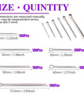 340 Piece 304 Stainless Steel Cotter Pin Clip Assortment Kit For Automotive Maintenance And Small Engine Repair Hairpin Style Heavy Duty Fasteners For Quick Fit And Long Lasting Durability showing various pin sizes and quantities.