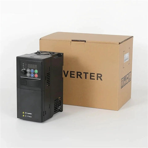 Powerful 1.5 To 7.5 kW 380V VFD Frequency Converter Inverter For 3 Phase Motors Speed Control With 50 To 400 Hz Range, Industrial Grade Variable Frequency Drive For Smooth Start And Precise Motion, black unit with box