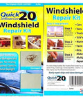 Packaging of Do It Yourself 20 Minute Windshield Repair Kit for repairing rock chips and stone damage on vehicles.