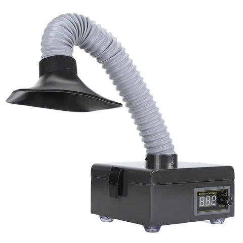 Solder Fume Extractor With 150W Motor And 3 Stage Filtration System featuring adjustable hose and digital display