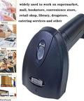 Hassle Free Wireless Bluetooth Barcode Scanner Cordless 1D 2D QR Code Reader for retail, featuring a handheld design.