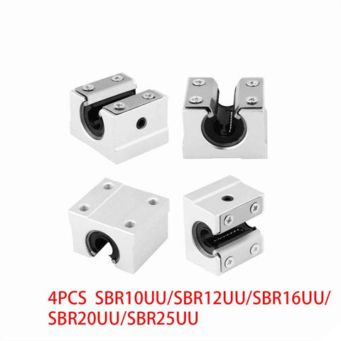 4pcs Linear Bearing Slides SBR10UU To SBR25UU 10 To 25mm Length For CNC Parts And 3D Printer Parts Precision Machine Tools High Precision Linear Guides, aluminum