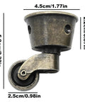 Two Pack Vintage Zinc Alloy Swivel Caster Wheels With Antique Green Bronze Finish and measurements for furniture