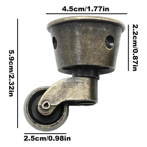 Two Pack Vintage Zinc Alloy Swivel Caster Wheels With Antique Green Bronze Finish and measurements for furniture