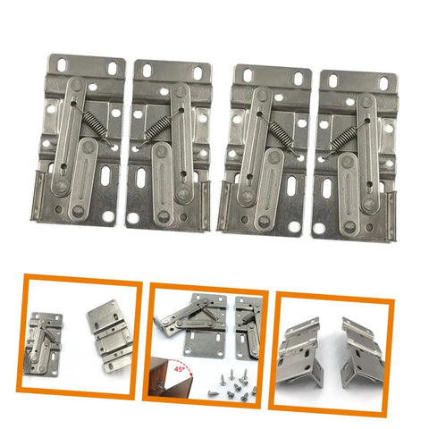 OUNONA hidden spring cabinet hinges, four-piece metal drop-leaf support set.