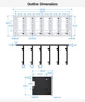Outline dimensions of Two U Rack Mount Cluster Kit For Raspberry Pi 4 And 5 Featuring Built In Gigabit Switch modular frame.