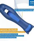 Close-up of ergonomic handle from 5 Piece 8 Inch Machinist File Set With Bastard Coarse Cut Ergonomic Handles Plastic Pouch Part 16078