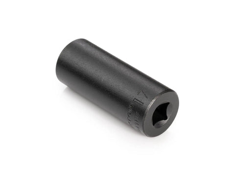 Deep 6-Point Impact Socket, Three-Eighths Inch Drive, Seventeen-Millimeter Deep Socket with laser and stamped markings