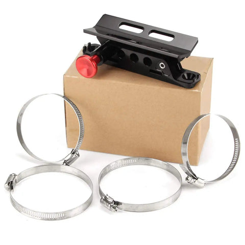 Rugged Aluminum Fire Extinguisher Mount Bracket With Four Clamps For Jeep Wrangler TJ JK JL JKU And UTV Polaris RZR Ranger Quick Release Design One Hand Quick Release Knob with adjustable straps and clamps