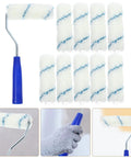 Pro Grade Paint Roller Kit With Solid Frame And Click Swap Sleeves For Flawless Wall Painting and Crisp Edging showing roller and sleeves