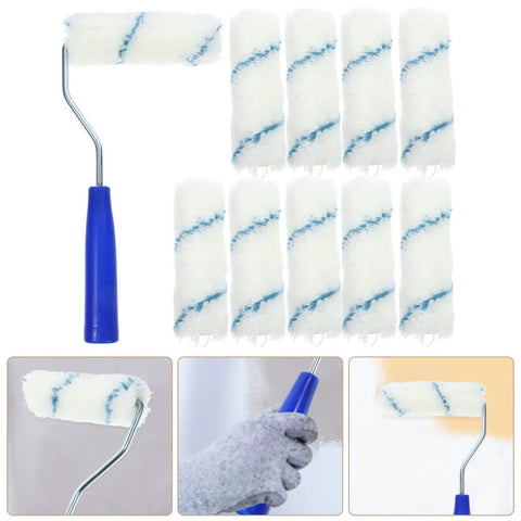 Pro Grade Paint Roller Kit With Solid Frame And Click Swap Sleeves For Flawless Wall Painting and Crisp Edging showing roller and sleeves