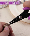 5.5 Inch Mini Flat Nose Pliers for Jewelry Making Duckbill Pliers with Smooth Jaw Bend and Straighten Wires Open Rings One Hand Spring Loaded Handy Tool for DIY Jewelry Craft, open rings
