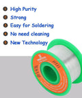Close-up of Lead Free Solder Wire With Rosin Core Flux 0.8mm Easy Flow Sn99 Ag0.3 Cu0.7 No Clean Electronics Soldering Wire