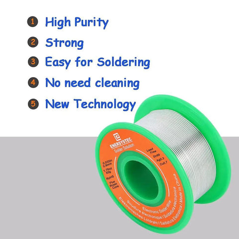 Close-up of Lead Free Solder Wire With Rosin Core Flux 0.8mm Easy Flow Sn99 Ag0.3 Cu0.7 No Clean Electronics Soldering Wire