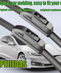 Prime Front Wiper Blades 24 Plus 19 Inch Set OEM Quality with Teflon Coating, shown with sleek car for optimal fit.