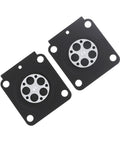 Hicello metering diaphragms, two black square plates with silver multi-hole diaphragms, front view