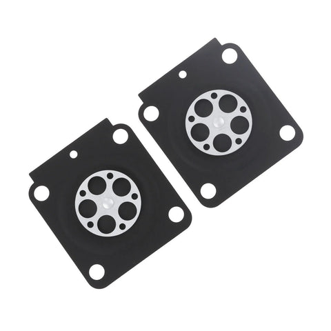 Hicello metering diaphragms, two black square plates with silver multi-hole diaphragms, front view