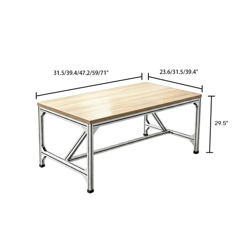 Badass Rock Solid Heavy Duty Aluminum Work Table With Thick Wood Top And Tough Utility Workbench For Garage Workshop showing dimensions.