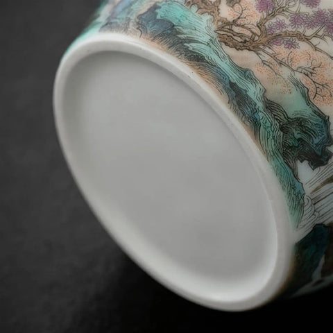 Bottom view of Large Ceramic Kitchen Storage Jars With Dual Sealed Alloy Lids showcasing intricate designs and glaze finish.