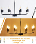 Matte Black Chandelier For Dining Room Living Room Foyer And Kitchen Island With 8 Lights Modern Farmhouse Rustic Industrial Pendant Light Fixture For Ceiling Mount Dope Vibe That Slaps, showing day and night lighting effects.