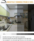 Kitchen with dimmable lighting using Dimmable 5W LED Microwave Light Bulb 450 Lumens Super Bright Daylight White 6000K over stove