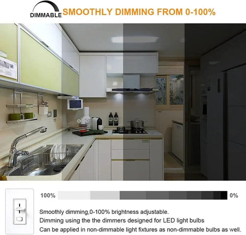 Kitchen with dimmable lighting using Dimmable 5W LED Microwave Light Bulb 450 Lumens Super Bright Daylight White 6000K over stove