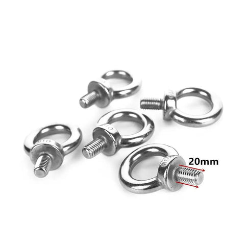 5 Piece Stainless Steel Ring Eye Bolts M10 Male Thread For Heavy Duty Machinery Lifting Shoulder Eye Bolts displayed on white background
