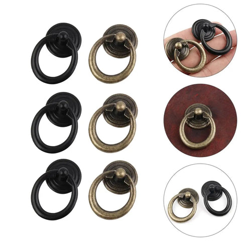 Zinc Alloy Round Cabinet Pulls And Jewelry Box Drawer Knobs European Style Retro Door Handles For Dresser And Cupboard Multi Functional Black And Antique Bronze Dope Hardware