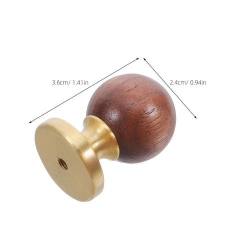 Walnut Brass Cabinet Knobs And Vintage Drawer Pulls For Furniture Hardware showing side view and dimensions