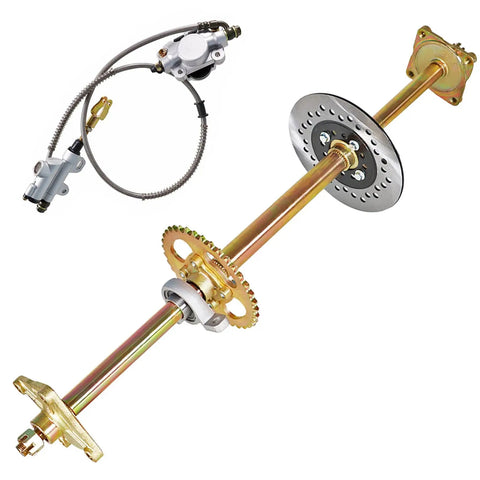 32 Inch Go Kart Rear Axle Kit With Shaft Hub And Brake Master Cylinder Replacement For Go Kart ATV Quad Drift Trikes